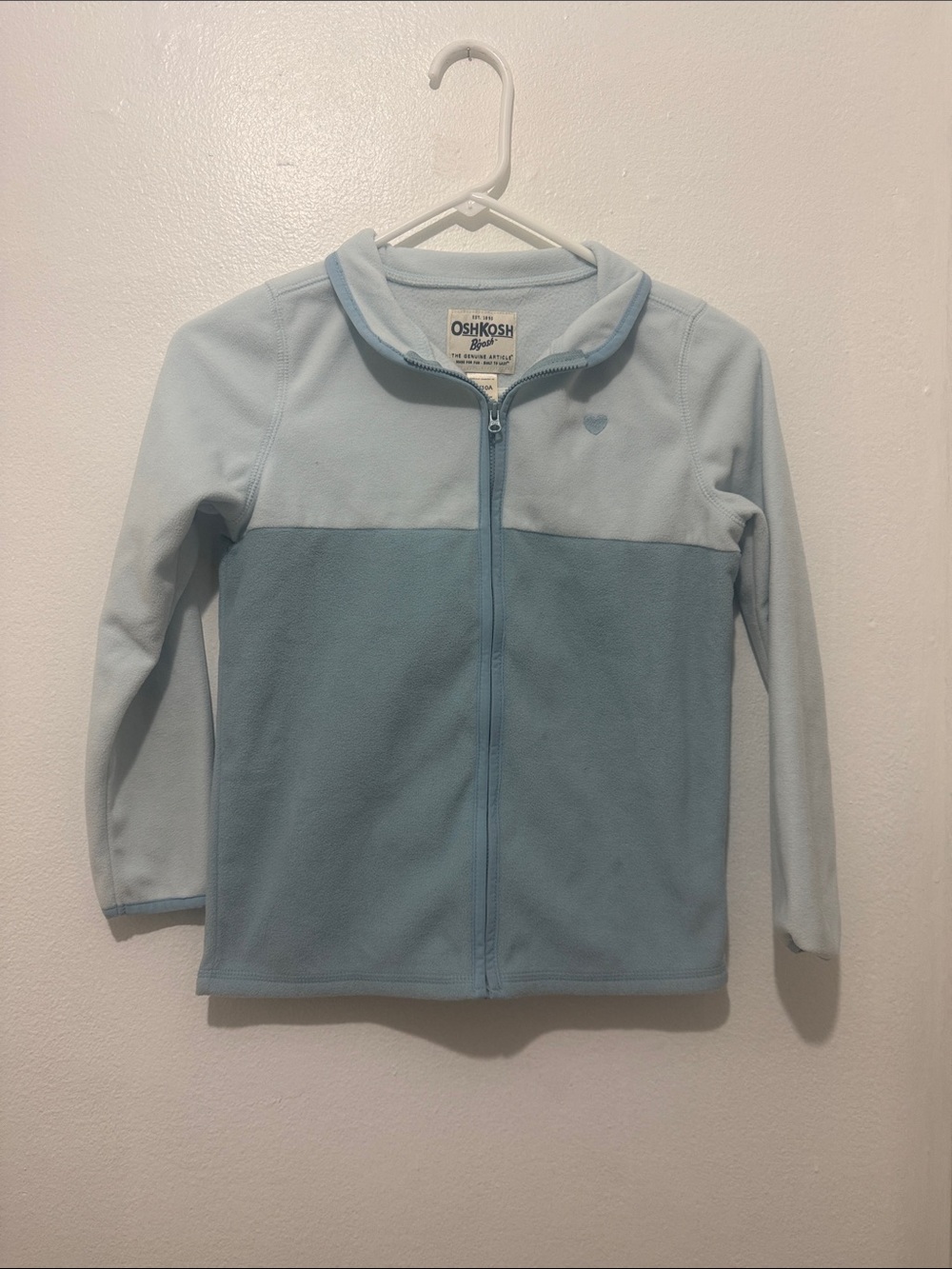 OshKosh B'gosh Two-Tone Light Blue Zip Fleece Hoodie